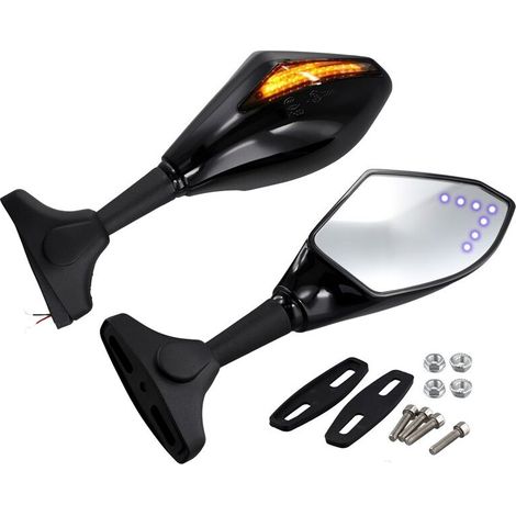 Rétroviseur LED Moto avec Lumière pour YZF R1 R6 FZ1 FZ6 600R R3 R15 R25 YZF600 YZF1000 (1/2)