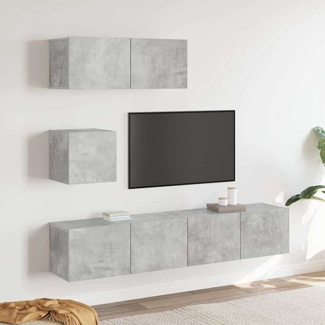 vidaXL 4 Piece TV Cabinet Set Concrete Grey Engineered Wood (1/5)