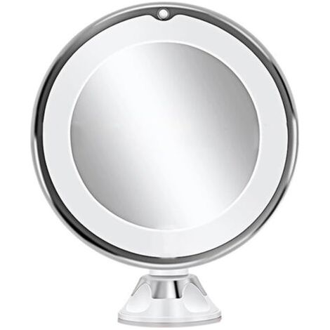 BUNTHAUS Miroir de maquillage grossissant x10 avec lumière LED à contrôle tactile, bras rotatif à 360 degrés et ventouse puissante pour la maison, salle de bain et voyage (1/5)