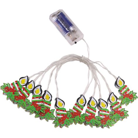 Guirlande lumineuse avec 20 LED et décorations du Père Noël, à piles, pour Noël à l'intérieur et extérieur
