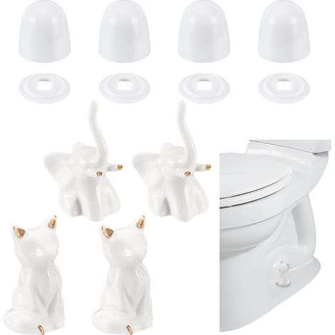 Lot de 8 couvercles de boulons de toilette, 2 cache-vis en forme de renard, 2 capuchons de vis éléphants, 4 couvercles ronds de rechange pour vis de toilette, décoration de salle de bain