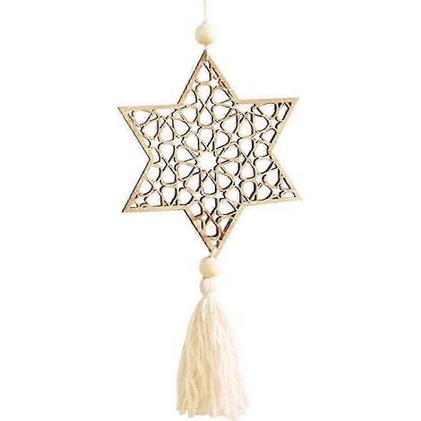 Suspension hexagonale en bois ajouré en forme d'étoile - Décoration murale unique pour la maison et la chambre, idéale pour un style rustique et bohème. (1/5)