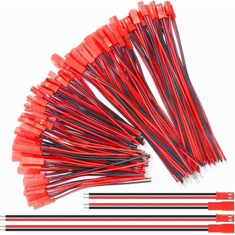 60 Paires JST Connecteur, 22 AWG JST Connecteur Prise, 100mm and 150mm 2 Broches Fiche Mâles et Femelle Connecteur Fil de Câble, pour LED Bande de Lampe RC Bec Jouets Batterie Hélicoptère (1/5)