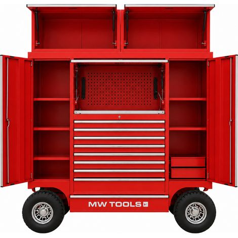 Servante d'atelier robuste XXL - 514 outils - 8 tiroirs et 4 armoires - Grandes roues Ø458 mm avec freins à disque MW Tools MWE512MAX5 (1/5)
