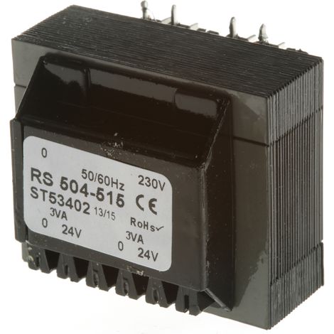 Transformateur pour circuit imprimé, Vin V c.a., Vout 24V c.a., 2 sorties, 6VA ( Prix pour 1 )