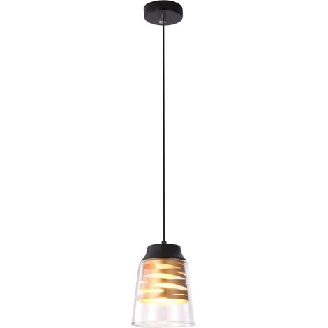ZENAIDA, GLASS PENDANT LAMP, E27 1XMAX 60W, MATT BLACK, GOLD (1/3)