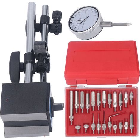 Indicador de cuadrante con soporte de base magnética, ajuste fino de 0 a 1 pulgada, juego de inspección de precisión de punto ajustable profesional (1/5)