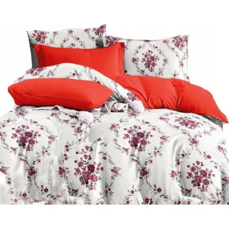 Parure de lit en flanelle chaude 200x220 cm + 3 taies d'oreiller polonaises à motifs floraux et roses (1/5)