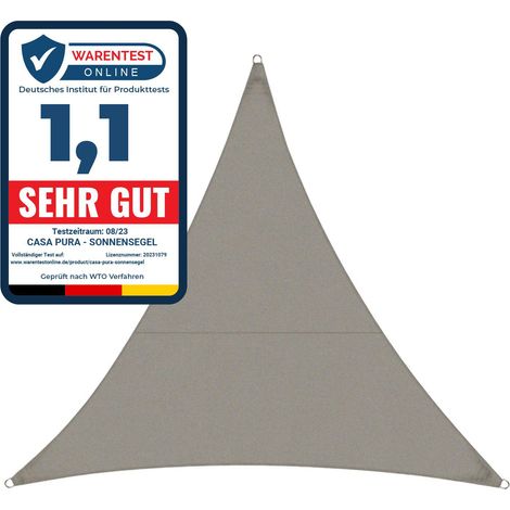 Casa Pura – Voile d'ombrage triangulaire 3 x 3 m – Hydrofuge en polyester 160 g/m² – Protection contre UV et pluie légère – Installation facile (1/5)