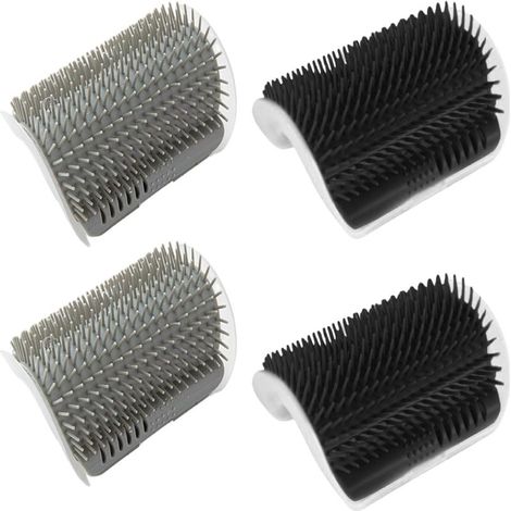 Juego de cepillos esquineros autolimpiables para gatos, juego de 4 piezas con hierba gatera, adecuado para gatos de pelo largo y corto.