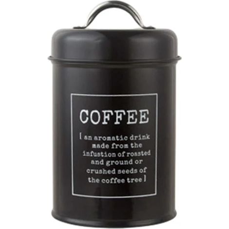 Boîte hermétique en fer, 1,2 litre, noire, pour le café, idéale pour le garde-manger, pour une organisation optimale de la cuisine et du plan de travail.-AquaForge (1/5)
