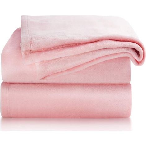 Couverture Polaire - Microfibre 127 x 152 cm - Rose - Pour Canapé Lit Camping - 1 Pièce (1/5)