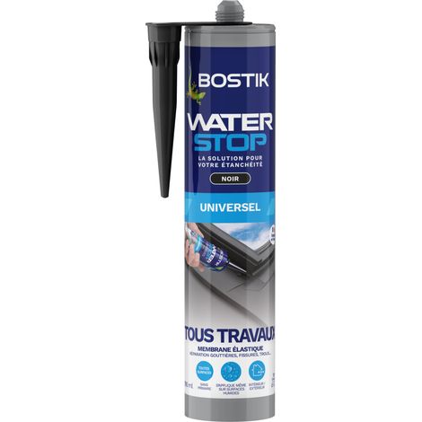 Bostik Waterstop - Membrane d'Étanchéité Toiture, Gouttières et Murs - Réparation Fuites, Infiltrations & Fissures - Résistant UV & Intempéries - Noir - Cartouche 290ml (1/2)