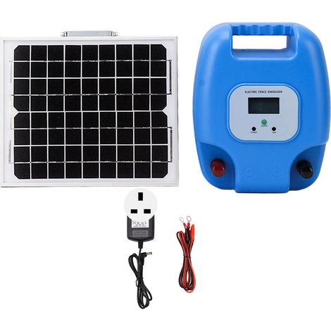 Clôture électrique étanche 100-240V 8000mAh 3-10km haute tension avec panneau solaire pour élevage agricole, prise UK (1/5)