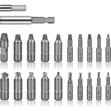 Endommagé Vis Extracteurs, Magnétique D'extension Et Adaptateur De Douille, Accessoires Extracteurs De Vis à Mèches De Polissage Séparée Et D'extraction Lot de 22 (1/5)