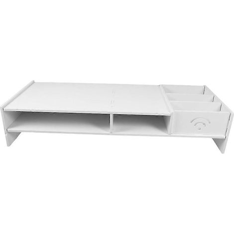 Support surélevé pour écran d'ordinateur, support multifonctionnel pour ordinateur et ordinateur portable, étagère de rangement de bureau, facile à assembler. (1/5)