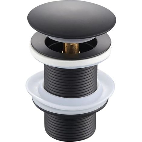 Bouchon de vidange universel noir à clapet pour lavabo, sans trop-plein, pour lavabo et évier. (1/5)