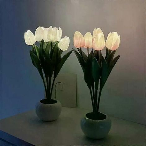 Lampe de table effet tulipe, décoration d'hôtel tendance 2023, veilleuse LED pour chevet, salon, jardin. (1/4)