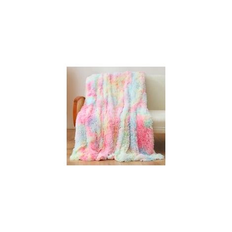 130 x 160cm Grande Couverture Couleur en fausse Cachemire fourrue en peluche pour canapé et lit, super douce et poils longs, épaisse, élégante, confortable et moelleuse (1/4)