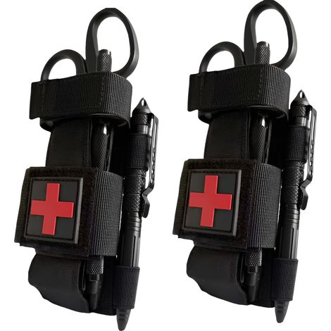 2 pcs Porte-garrot tactique, Garrot Sac Médicaux, étui en nylon, imperméable, pour Garrot Titulaire Support Sac Tactiques Militaire pour Les Premiers Secours et Les Urgences en Extérieur (1/5)