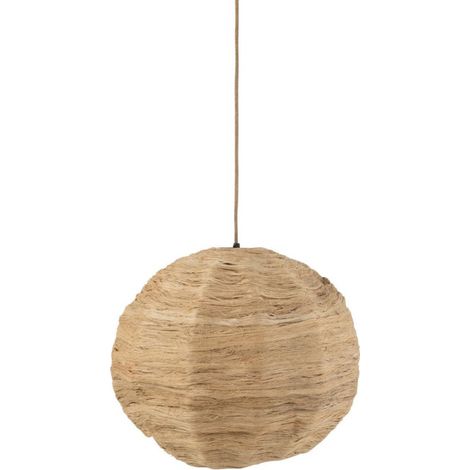 Lampe Suspension Boule "Feuille" 50cm Naturel (1/5)