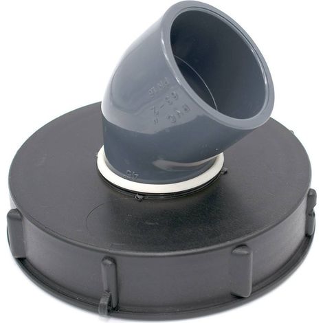 Couvercle 15cm avec coude PVC 45° pour cuve IBC 1000 litres 2'' x 63mm (1/2)