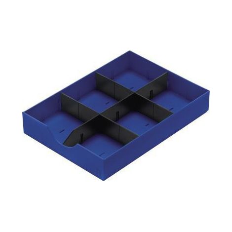 Schublade doc 23 x 5,3 x 32 cm (B x H x T) geschlossen inkl. 1 Längststeg 2 Querstege Polyl blau (1/3)
