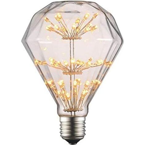 D95 3W LED Ampoule de Filament Forme classique sphérique,220V E27 Culot, Blanc Chaud 2200K, Angle de Faisceau 360°, Equivalent à 30 Watt,Surface imprimée aspect starry (D95)