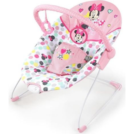 DISNEY BABY -MINNIE- Baby-Wippe Confetti, Bogen mit abnehmbaren Spielzeugen, Beruhigende Vibrationen, Maschinenwaschbar