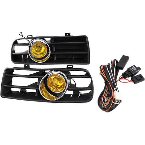 LYERCW - Grille de pare-chocs avant avec feux antibrouillard jaunes pour Golf Mk4 (1998-2004) avec feux de jour à LED