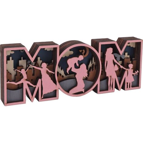 Lettres décoratives en bois, forme exquise et mignonne, « Maman », ornement pour la fête des mères. (1/5)