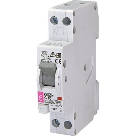 Courbe C Classe A Interrupteur Différentiel avec protection contre le surcourant, 16A, 30 mA, 1 pôle neutre en 1 module DIN