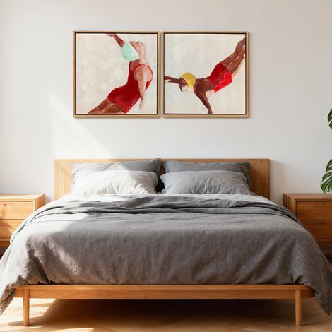Set mit 2 Leinwandbildern, moderne Wandkunst, Wandbild für Wohnzimmer und Lounge, inklusive Haken, 40 x 40 cm