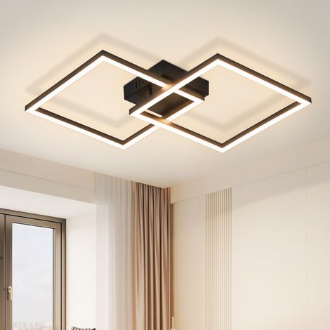 ZMH Plafonnier LED Plafonnier Chambre - 24W Lampe de Salon Lampe de Cuisine Blanc Chaud Lampe de Salle à Manger Moderne Plafonniers Carrés Noirs pour Salon Chambre d'Enfant (1/5)