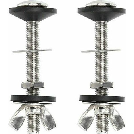 de 2 boulons de réservoir de chasse d'eau en acier inoxydable, fixation universelle pour cuvette de WC facile à installer (1/4)