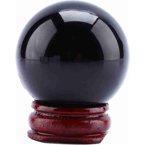 Boule de guérison en verre de Quartz noir naturel Rare asiatique, sphère 40mm + support. (1/5)