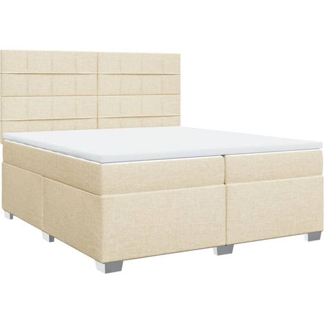 Maison Exclusive - Giroletto a Molle con Materasso Crema 200x200 cm in Tessuto (1/5)