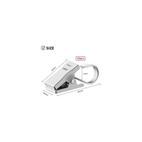 Clip per tende in acciaio inox, 20 pezzi di clip per asta per tende da 35 mm, clip ad anello per doccia, ganci ad anello argentati - Crezuo