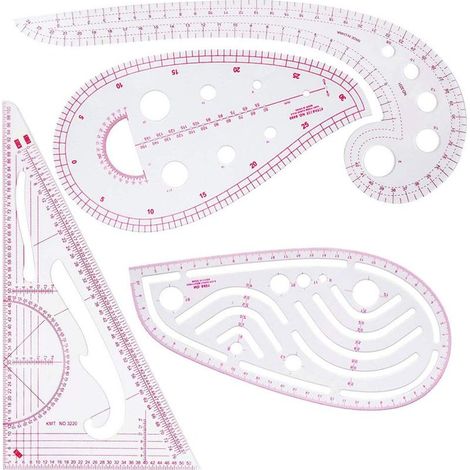 Regle Couture,Ensemble de règles de couture 4 pièces,idéal pour la couture, la couture, le bricolage - Outils de conception en plastique flexible pour les étudiants et les créateurs de mode (1/5)