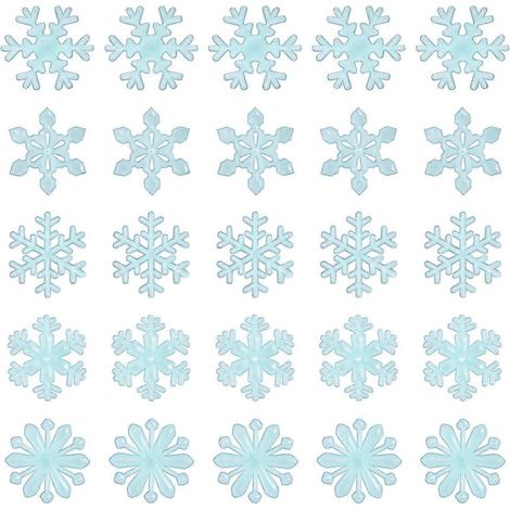 TINKSKY Lot de 50 autocollants muraux flocons de neige 3D lumineux et fluorescents pour fenêtres, décoration murale pour chambre d'enfant, fête de Noël ou maison (bleu)-Blue
