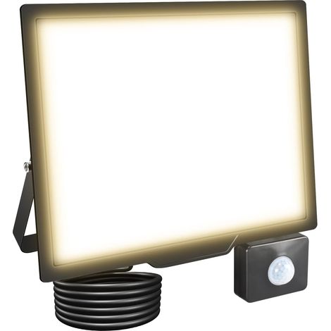 Projecteur LED Extérieur 100W 10000LM Avec Detecteur de Mouvement 3500K Blanc Chaud IP66 Etanche Eclairage de Sécurité pour Jardin Patio Garage
