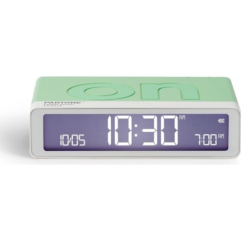 Lexon Flip Classic x Pantone – Sveglia Digitale ON/OFF – Sveglia da Viaggio Ricaricabile – Allarme Silenzioso – Orologio LED da Tavolo – Accessorio di Design per Camera, Ufficio - Menta Glossy (1/5)