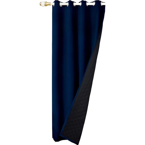 Cortinas opacas, aislamiento térmico, reducción de ruido, 132x160cm, azul marino (1/2)