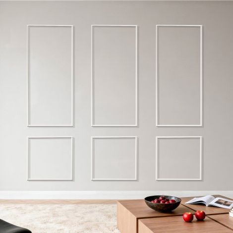 Molduras Decorativas para Pared 3 Juegos, 61 x 137 cm 61 x 61 cm, Paneles de Revestimiento Precortados, Perfil Estrecho, para Pared de Acento Decoración de Interiores Salón Dormitorio, Blanco (1/5)