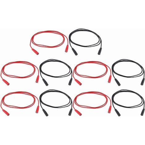 5er-Set Bananenstecker-Prüfkabel, Buchse auf Buchse, 2 mm² (0,44 mm²), 1000 V, 15 A