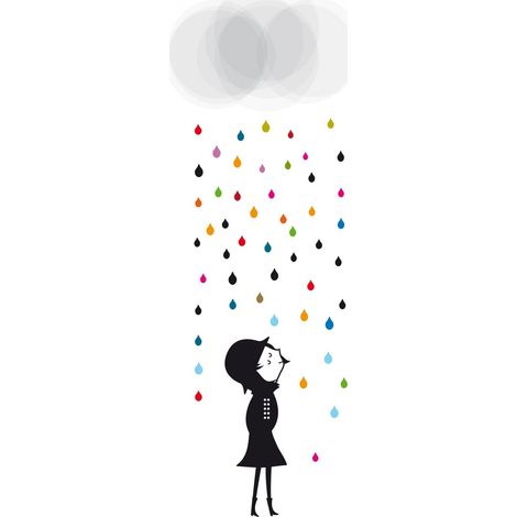 Sticker Mural Mademoiselle sous la Pluie (1/2)