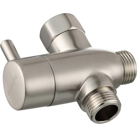 Robinet inverseur de douche en laiton nickelé brossé G1/2 avec vanne d'arrêt pour douche - Parfait