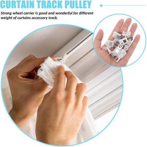 Lot de 50 crochets coulissants pour rails de rideaux robustes (1/5)