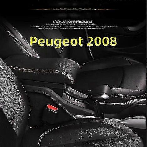 Boîte d'accoudoir pour Peugeot 2008 avec port USB et rangement - Noir et blanc (1/2)