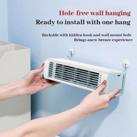 Ventilador portátil de pared ultrasilencioso，potente sistema de refrigeración por aire，diseño compacto (azul). Modelo recargable